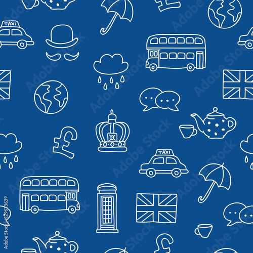 Seamless vector pattern of British icons