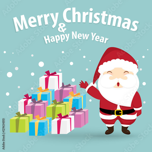 santa claus and snow theme  merry christmas and happy new year o