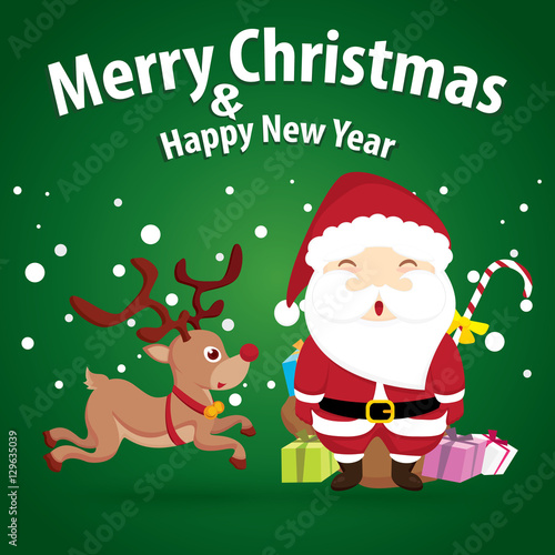 santa claus and snow theme  merry christmas and happy new year o