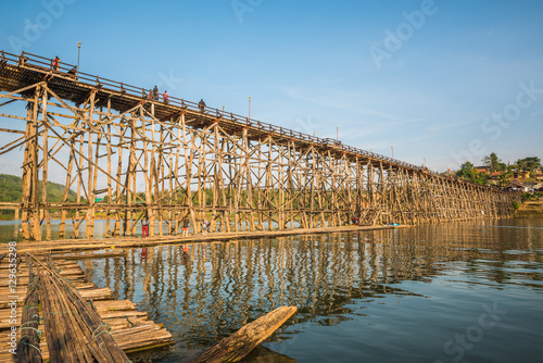 Wooden bridge (Mon Bridge) in Sangkhlaburi District, Kanchanabur photo