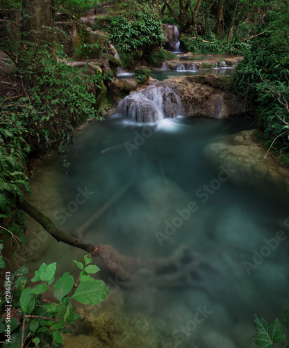 Mountain cascade waterfalls during summer