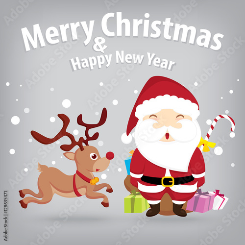santa claus and snow theme, merry christmas and happy new year o © afe207