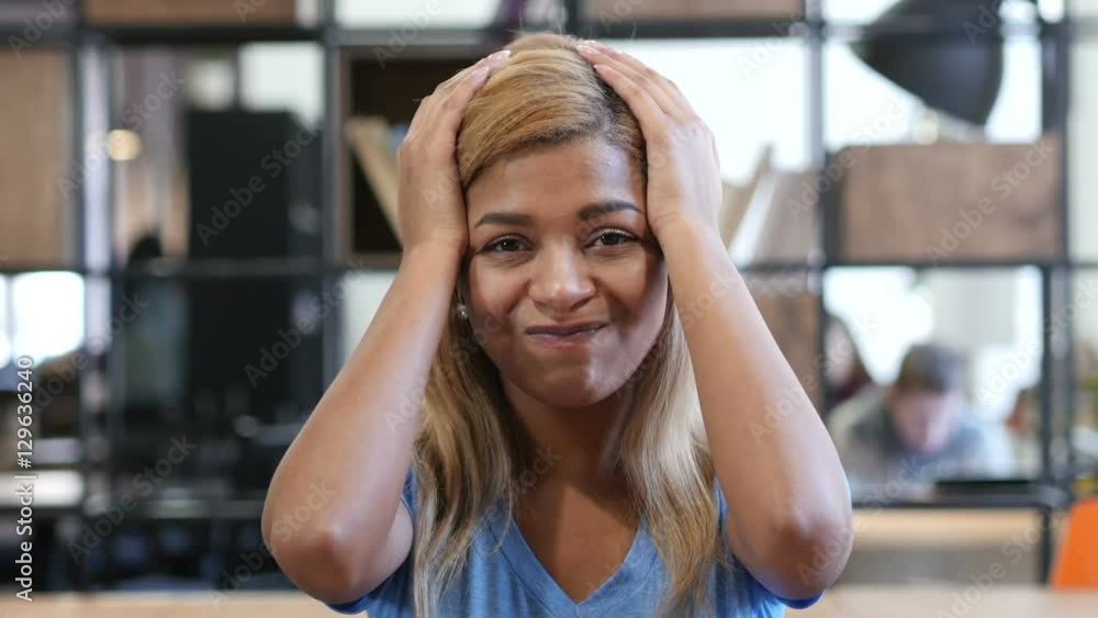 Upset Black Girl Reacting To Failure, Sad Portrait Upset Black Girl Reacting To Failure, Sad Portrait