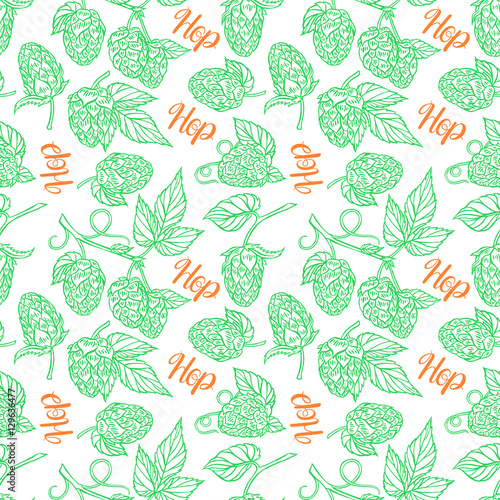 seamless green sketch hops