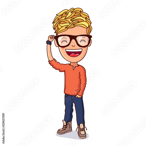 Kid with glasses. Vector illustration.