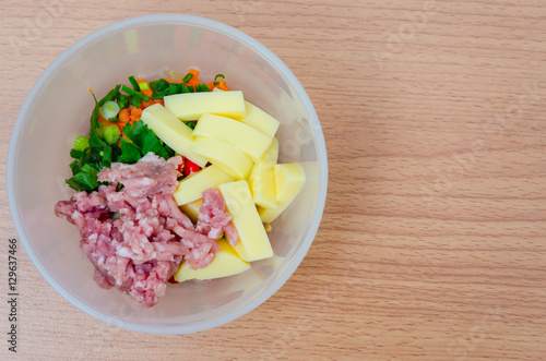 Food ingredients in bowl photo