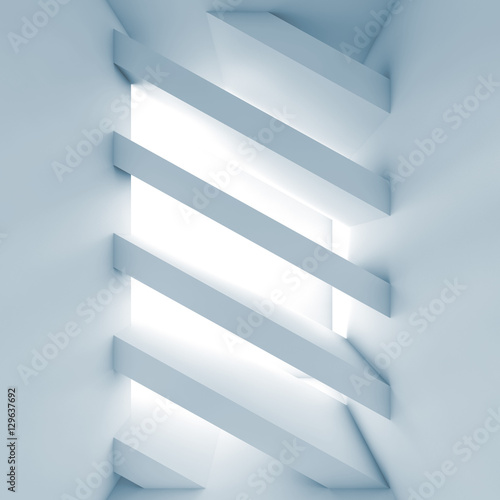 Abstract white empty room 3d diagonal girders