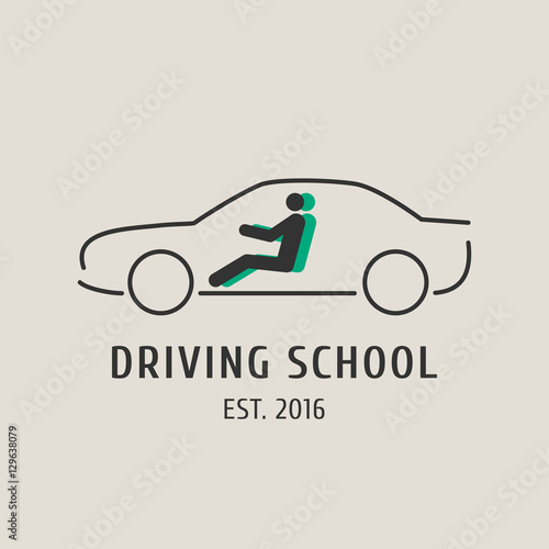 Driving school vector logo, sign, symbol, emblem