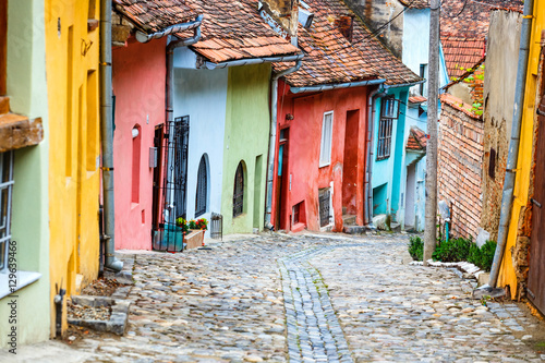 Photos Medieval street view in Sighisoara, Romania