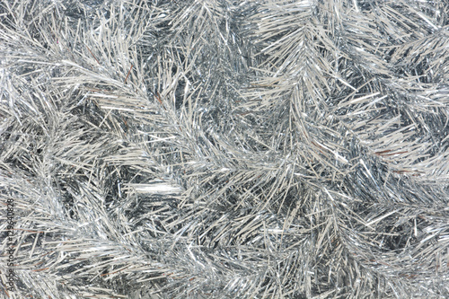 silver Christmas tinsel for background