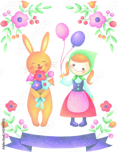 little Girl and Rabbit