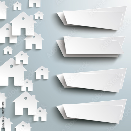 White Paper Houses Side Background 4 Banners