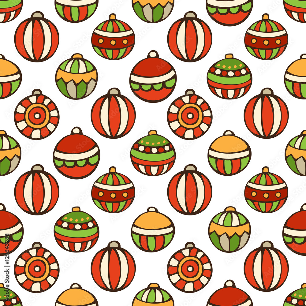 Vector seamless pattern of Christmas baubles. Vector seamless pattern of Christmas baubles.