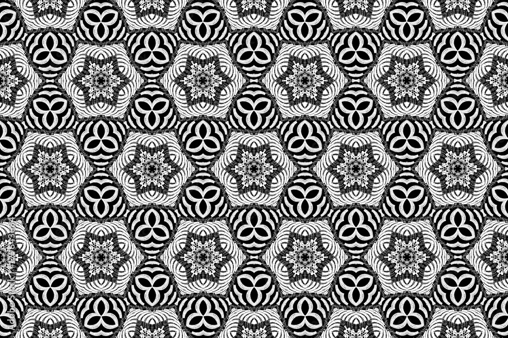 Fototapeta premium Black-and-white ornament with a gray tint. E 