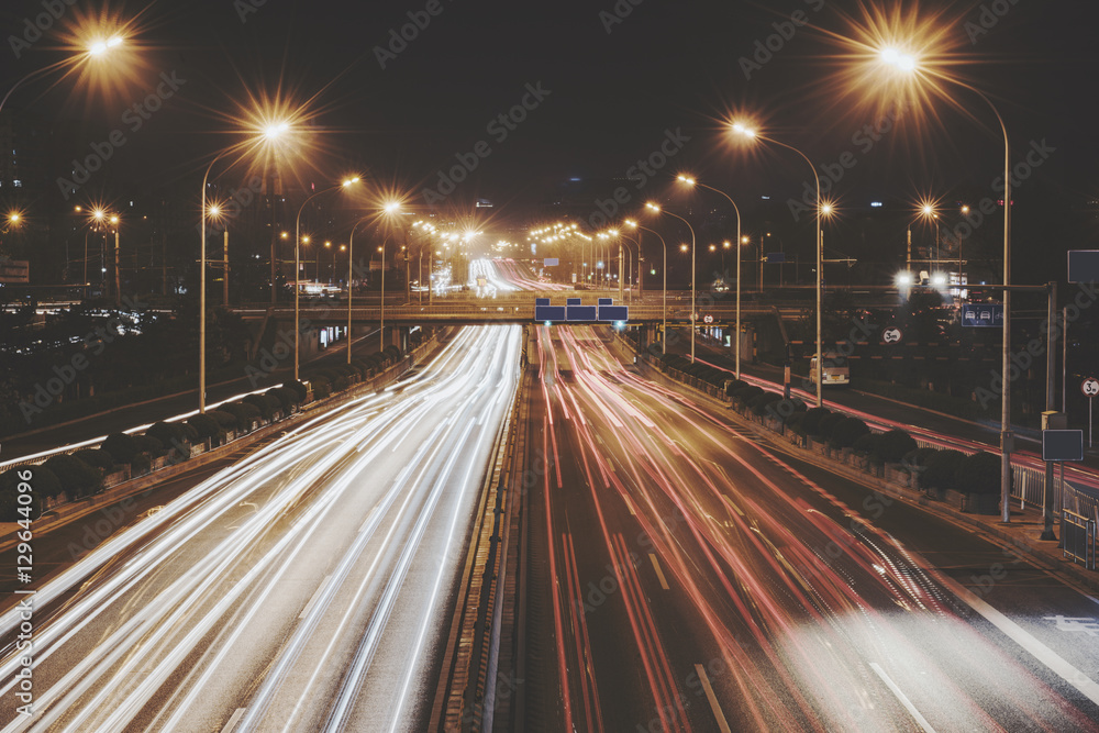 Fototapeta premium night traffic with long exposure