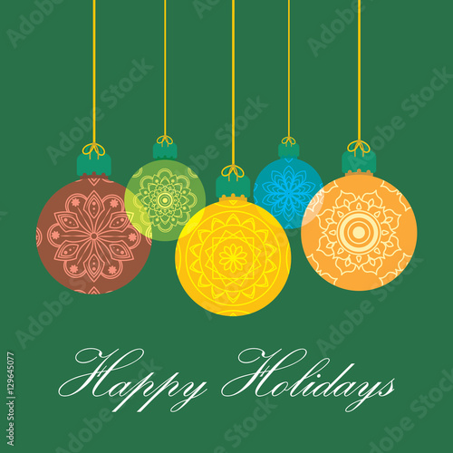 Simple bauble greeting with Happy holidays text