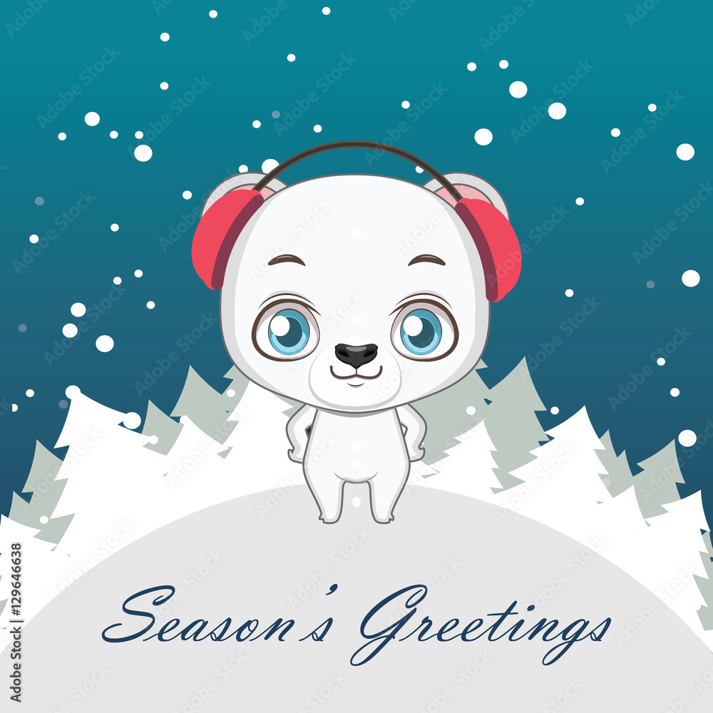 Greeting card with a polar bear