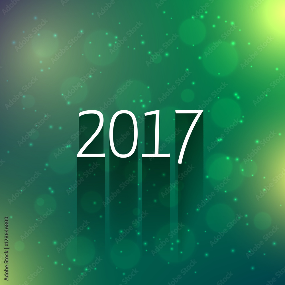 green bokeh background with 2017 new year text