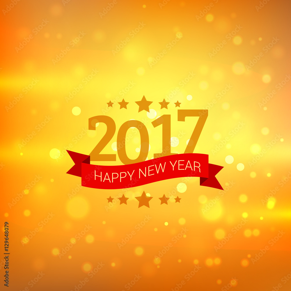 happy new year 2017 wishes greeting with bokeh background