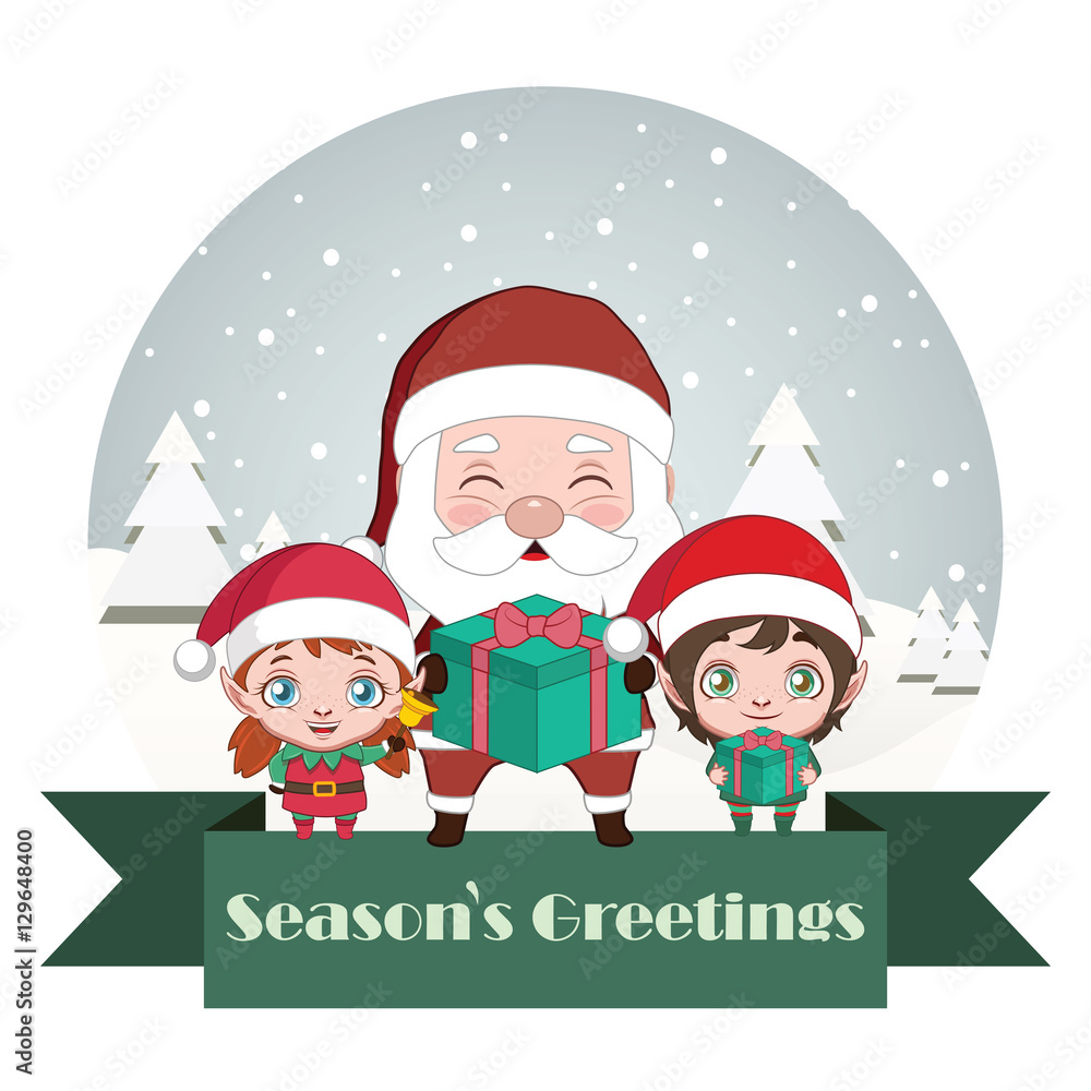 Greeting of Santa and elves Greeting of Santa and elves
