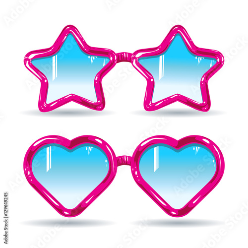 icons set silhouette sunglasses and medical glasses of different shapes