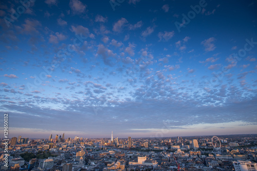 A view of London and the River Thames from the top of Centre Point tower including The Shard, Tate Modern and Tower Bridge, London photo