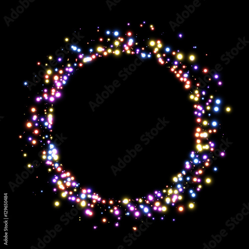 Foto Round background with colorful lights.