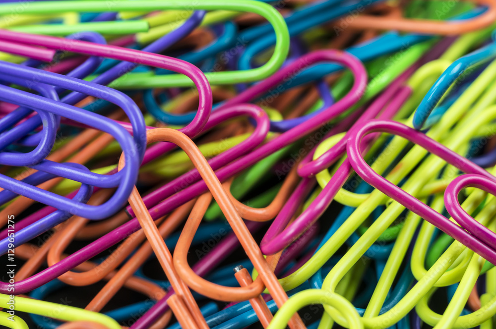 Multicolored office paperclips