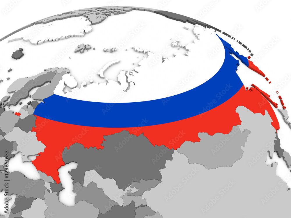 Fototapeta premium Russia on globe with flag