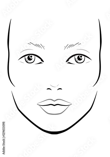 Face chart Makeup Artist Blank. Template. Vector illustration.