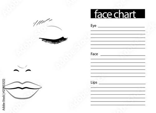Face chart Makeup Artist Blank. Template. Vector illustration.