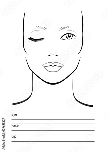 Face chart Makeup Artist Blank. Template. Vector illustration.