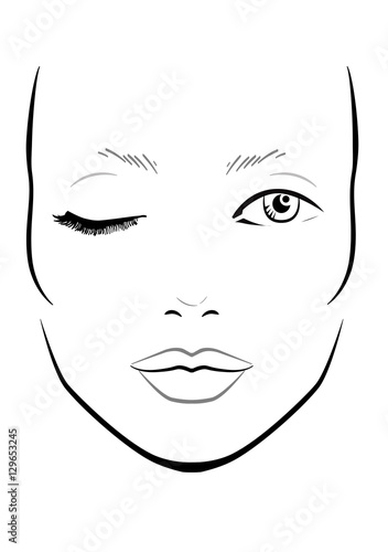 Face chart Makeup Artist Blank. Template. Vector illustration. photo