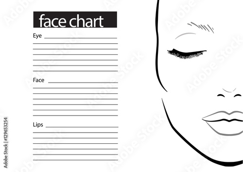 Face chart Makeup Artist Blank. Template. Vector illustration.