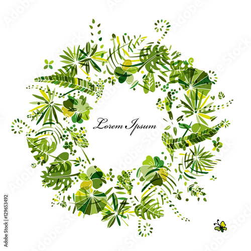 Tropical plants frame, sketch for your design