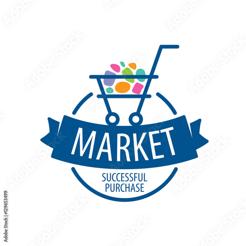 Round vector logo shopping cart