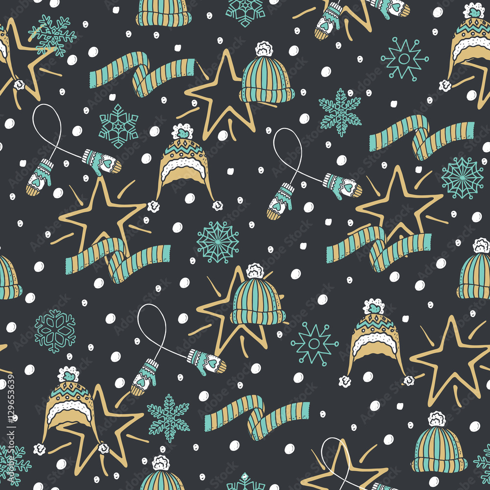 Christmas and New Year seamless pattern background Christmas and New Year seamless pattern background