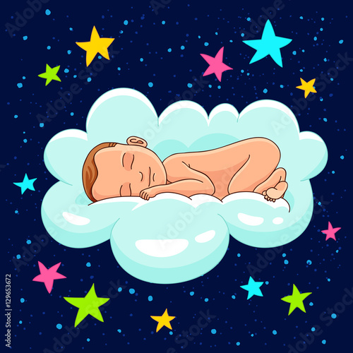 Baby sleeping on a cloud