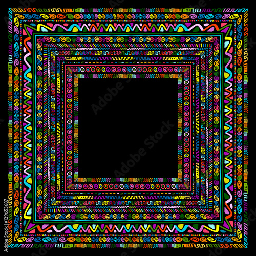 Frame with ethnic handmade ornament for your design