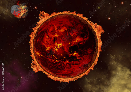 Fototapeta Naklejka Na Ścianę i Meble -  Planet in Flammen / Weltall