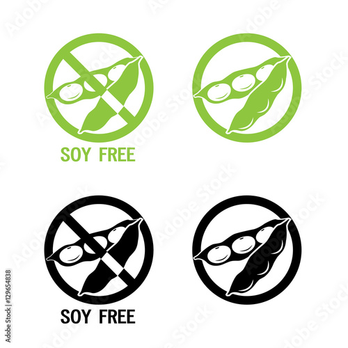 Soy Free Symbol. Vector Illustrations Icon On A White Background. Soy Free Foods, Free Diet. Soy Free Vegan. Soy Free Formula. Soy Free Products. Green Food.