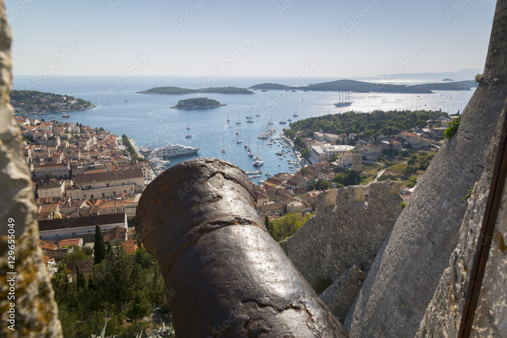 View over Hvar from Spanish Fortress, Hvar Island, Dalmatia, Croatia View over Hvar from Spanish Fortress, Hvar Island, Dalmatia, Croatia