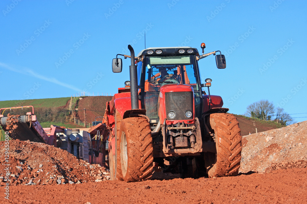 Fototapeta premium Tractor on a construction site