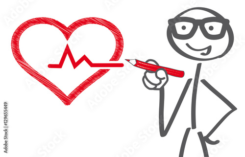 Gesundheits-Check-up. Arzt zeichnet Herz-Kreislauf-Symbol