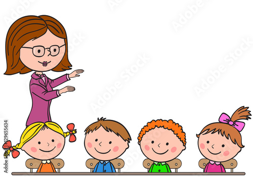 Teacher teaches children.