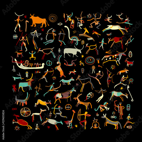 Rock paintings, sketch for your design