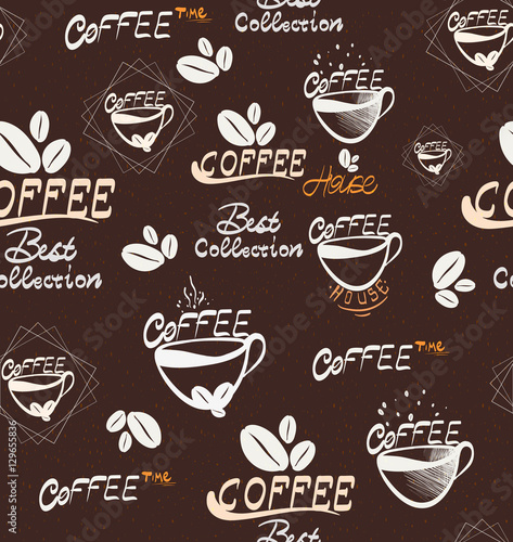 Hand Drawning coffee seamless pattern © 2dvill