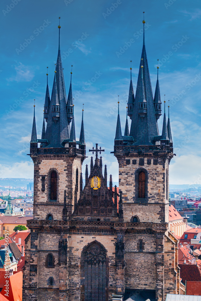 Fototapeta premium Church of Our Lady before Tyn, Tyn Church details. Prague, Czech Republic, Close up