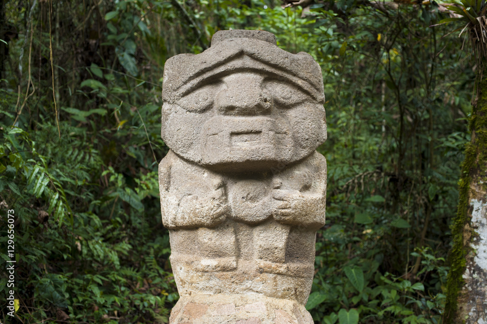 An ancient pre-Columbian stone carving at San Agustin, in the south of Colombia An ancient pre-Columbian stone carving at San Agustin, in the south of Colombia