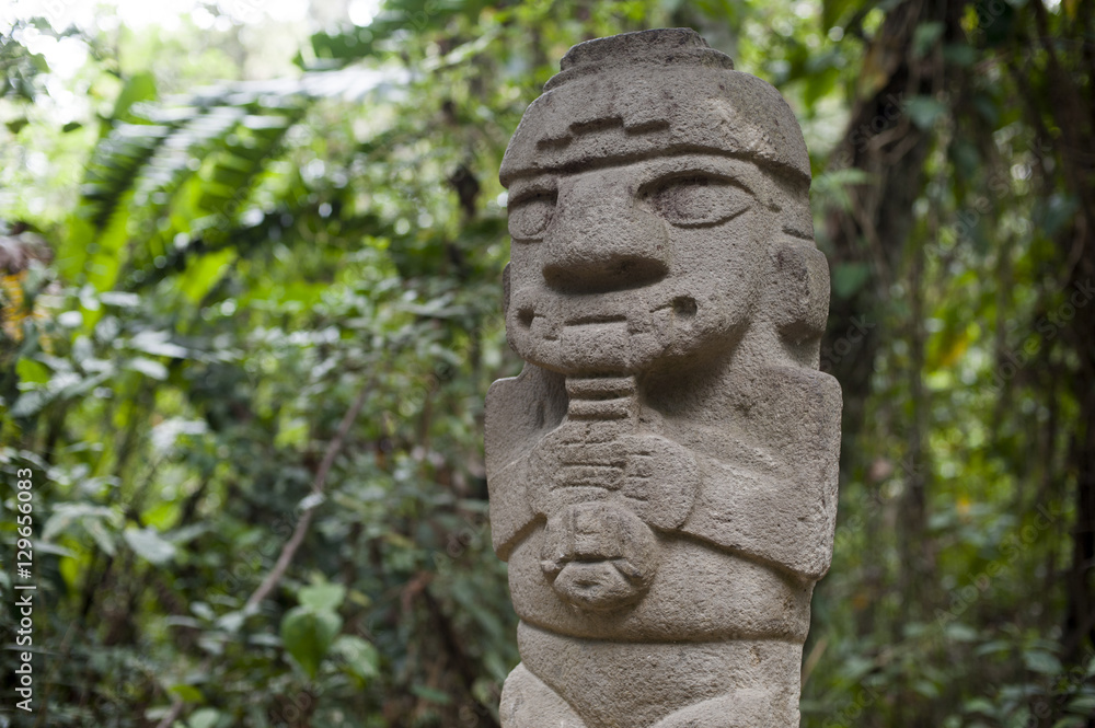 An ancient pre-Columbian stone carving at San Agustin, in the south of Colombia An ancient pre-Columbian stone carving at San Agustin, in the south of Colombia